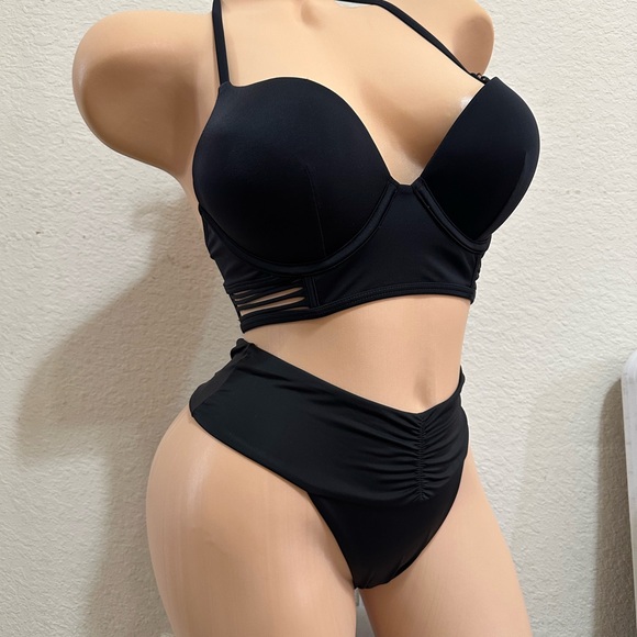 32C,XS BOMBSHELL Victoria's Secret Black Bikini Set - Picture 1 of 6